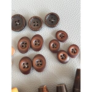 Vintage Wooden Buttons + Toggle. Small New Plastic Buttons Four Hole Two Hole